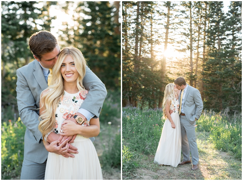 engagements, sunlight, mountains, wildflowers, mountain engagments, summer engagements, hair goals, engagement dresses, floral dress, grey suit, www.kristinacurtisphotography.com