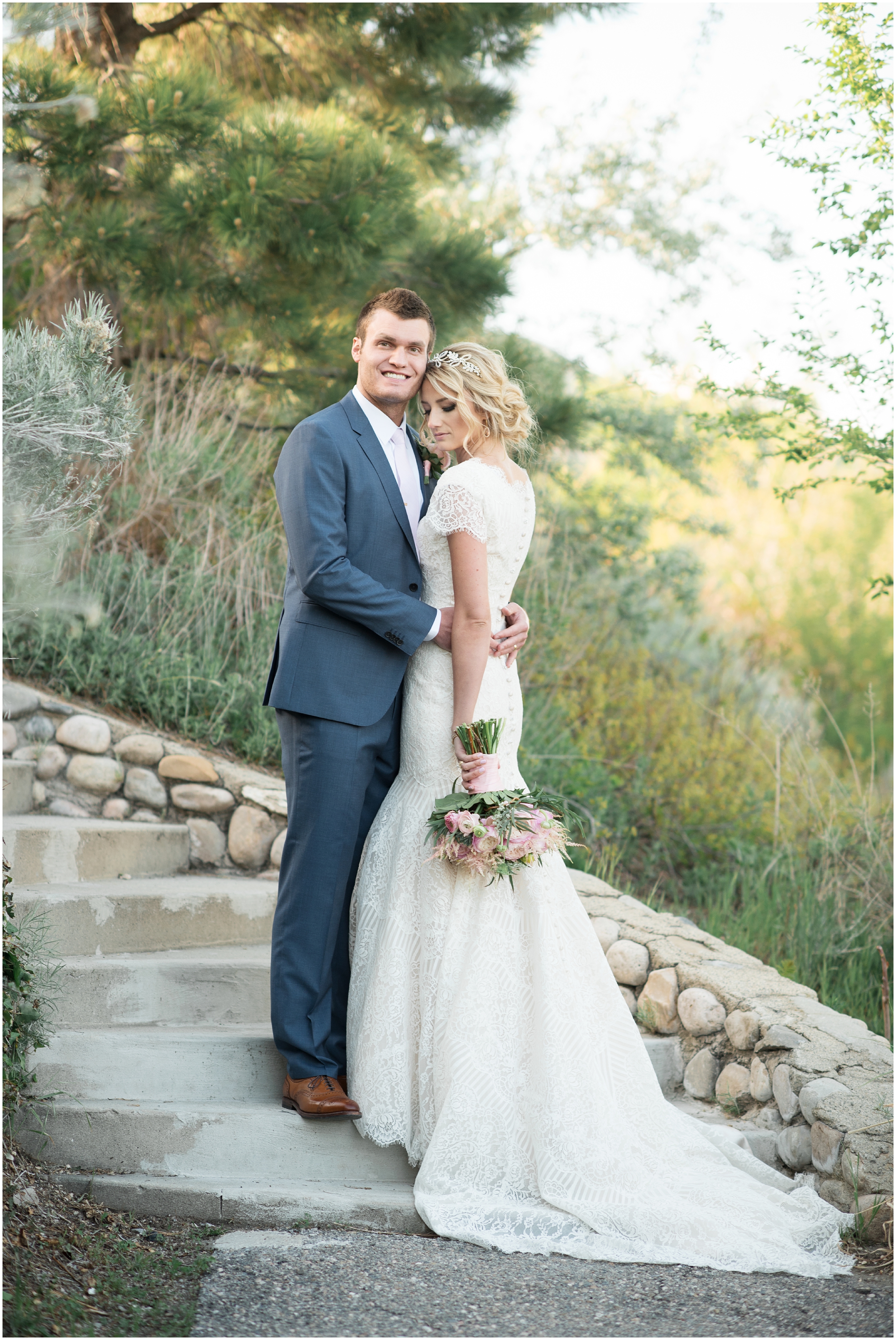 Spring wedding, ivy, lace wedding dress, blue suit, blush flowers, medium up do, outdoor wedding, blush tie, Utah wedding photographers, Utah wedding photographer, Utah wedding photography, Utah county wedding photography, Utah county wedding photographer, salt lake city photographers, salt lake city wedding photography, salt lake photographers, salt lake city photographers, photographers in Utah, Utah photography, photography Utah, photographer Utah, Kristina Curtis photography, Kristina Curtis Photographer, www.kristinacurtisphotography.com