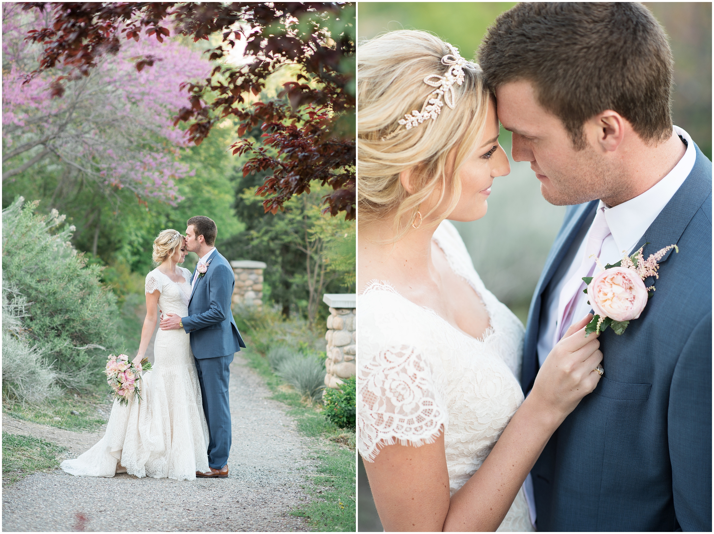 Spring wedding, ivy, lace wedding dress, blue suit, blush flowers, medium up do, outdoor wedding, blush tie, Utah wedding photographers, Utah wedding photographer, Utah wedding photography, Utah county wedding photography, Utah county wedding photographer, salt lake city photographers, salt lake city wedding photography, salt lake photographers, salt lake city photographers, photographers in Utah, Utah photography, photography Utah, photographer Utah, Kristina Curtis photography, Kristina Curtis Photographer, www.kristinacurtisphotography.com