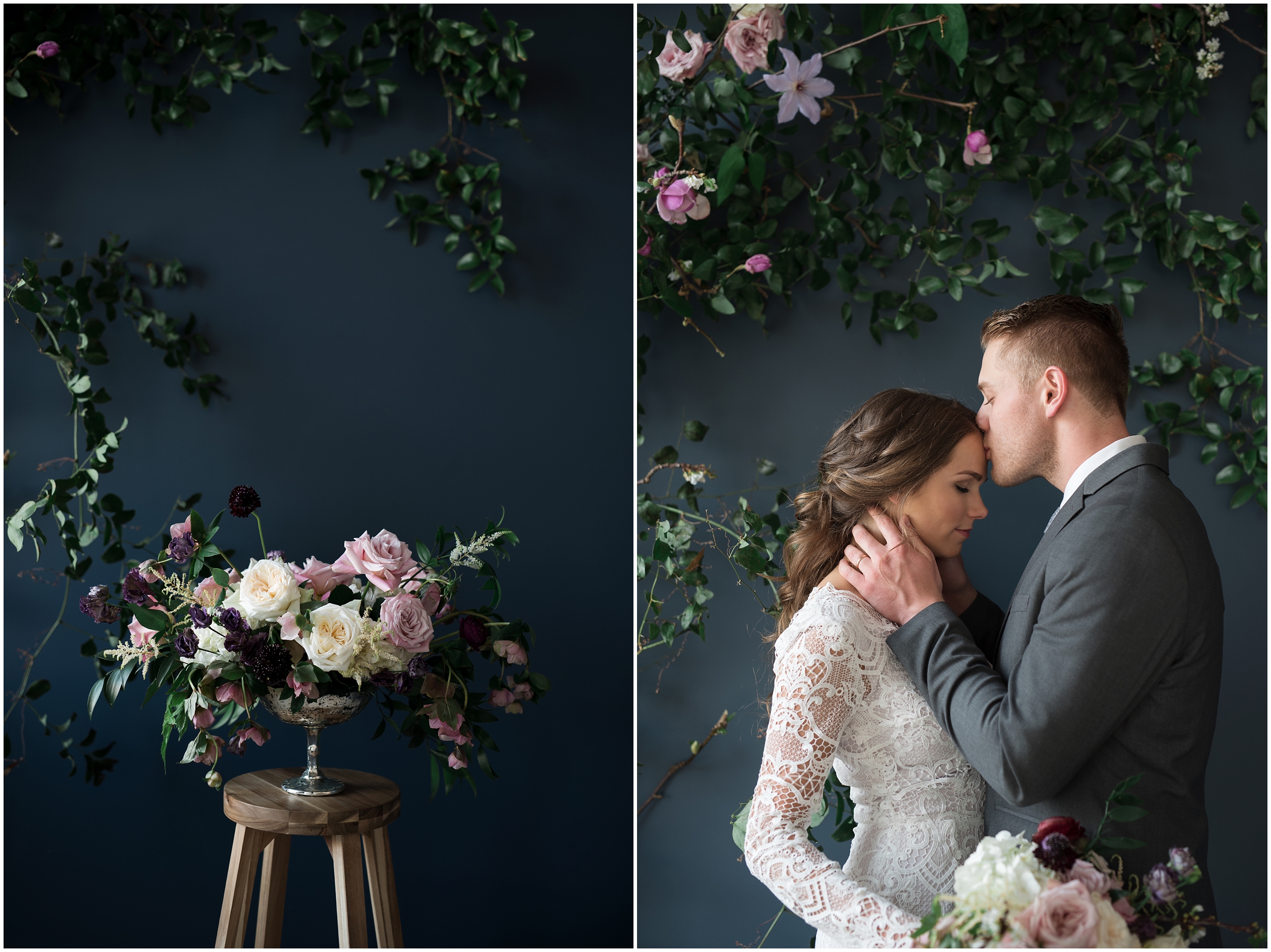 Studio bridals, navy suit, jewel tone flowers, lace dress, lace wedding dress, formal dinning setting, long wedding hair, formal wedding hair, Utah wedding photography, Utah county wedding photography, Utah county wedding photographer, salt lake city photographers, salt lake city wedding photography, salt lake photographers, salt lake city photographers, photographers in Utah, Utah photography, photography Utah, photographer Utah, Kristina Curtis photography, Kristina Curtis Photographer, www.kristinacurtisphotography.com