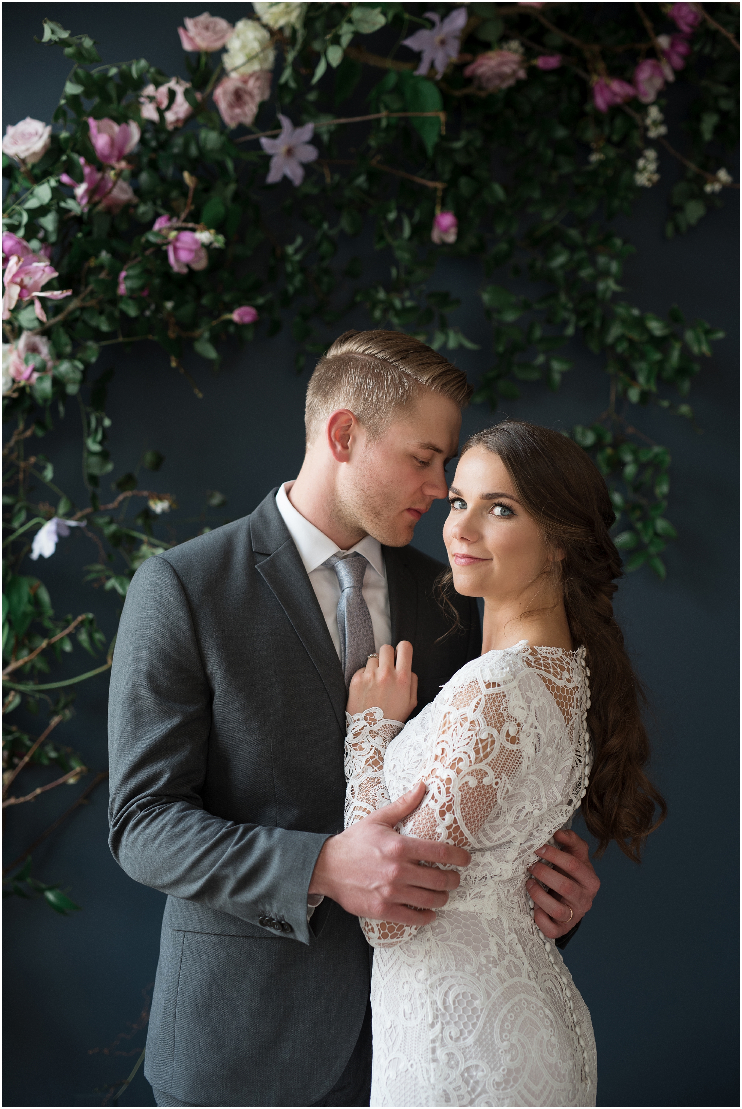 Studio bridals, navy suit, jewel tone flowers, lace dress, lace wedding dress, formal dinning setting, long wedding hair, formal wedding hair, Utah wedding photography, Utah county wedding photography, Utah county wedding photographer, salt lake city photographers, salt lake city wedding photography, salt lake photographers, salt lake city photographers, photographers in Utah, Utah photography, photography Utah, photographer Utah, Kristina Curtis photography, Kristina Curtis Photographer, www.kristinacurtisphotography.com