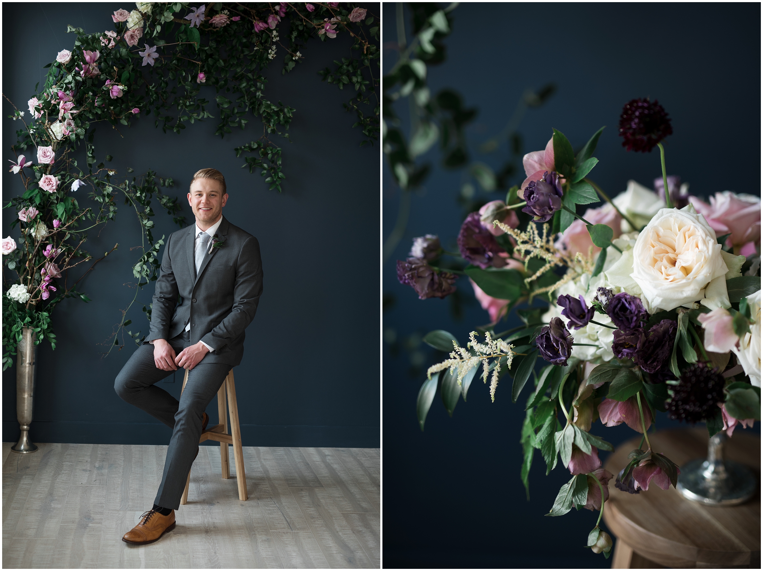 Studio bridals, navy suit, jewel tone flowers, lace dress, lace wedding dress, formal dinning setting, long wedding hair, formal wedding hair, Utah wedding photography, Utah county wedding photography, Utah county wedding photographer, salt lake city photographers, salt lake city wedding photography, salt lake photographers, salt lake city photographers, photographers in Utah, Utah photography, photography Utah, photographer Utah, Kristina Curtis photography, Kristina Curtis Photographer, www.kristinacurtisphotography.com