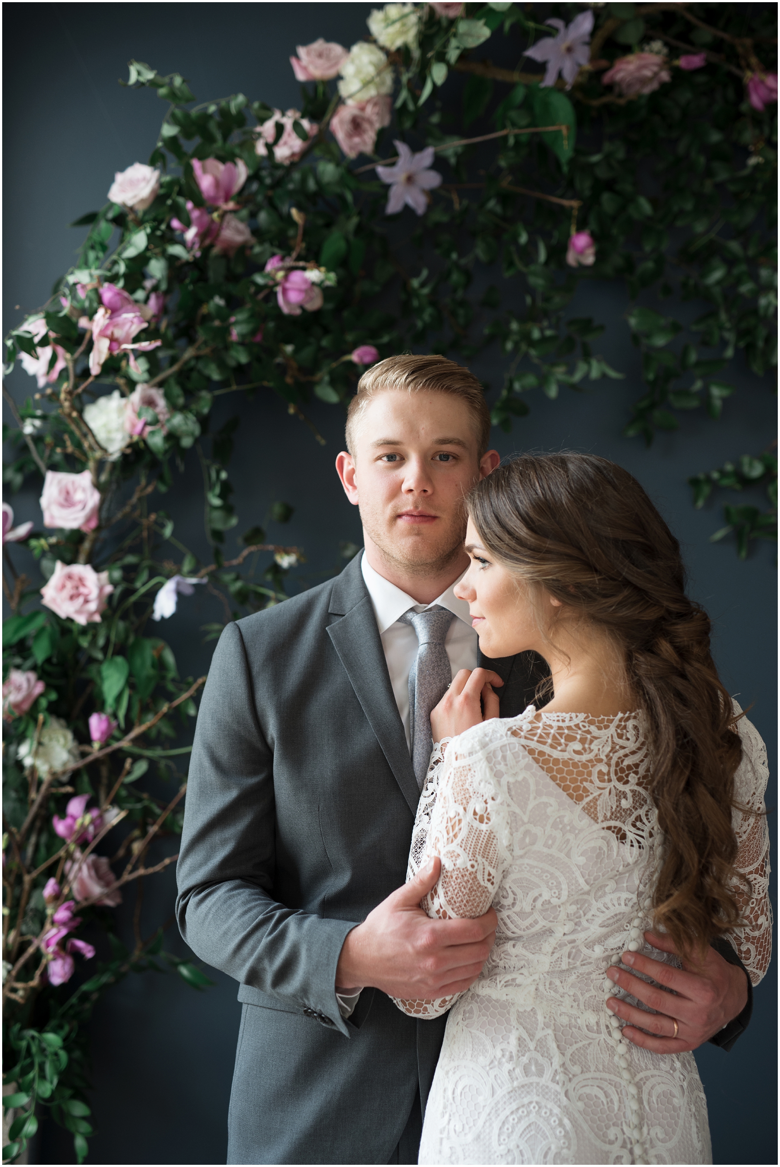 Studio bridals, navy suit, jewel tone flowers, lace dress, lace wedding dress, formal dinning setting, long wedding hair, formal wedding hair, Utah wedding photography, Utah county wedding photography, Utah county wedding photographer, salt lake city photographers, salt lake city wedding photography, salt lake photographers, salt lake city photographers, photographers in Utah, Utah photography, photography Utah, photographer Utah, Kristina Curtis photography, Kristina Curtis Photographer, www.kristinacurtisphotography.com