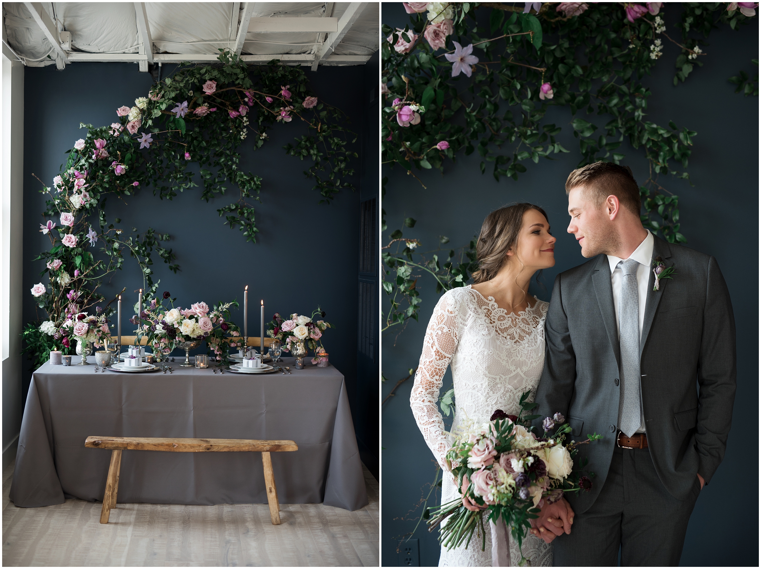 Studio bridals, navy suit, jewel tone flowers, lace dress, lace wedding dress, formal dinning setting, long wedding hair, formal wedding hair, Utah wedding photography, Utah county wedding photography, Utah county wedding photographer, salt lake city photographers, salt lake city wedding photography, salt lake photographers, salt lake city photographers, photographers in Utah, Utah photography, photography Utah, photographer Utah, Kristina Curtis photography, Kristina Curtis Photographer, www.kristinacurtisphotography.com