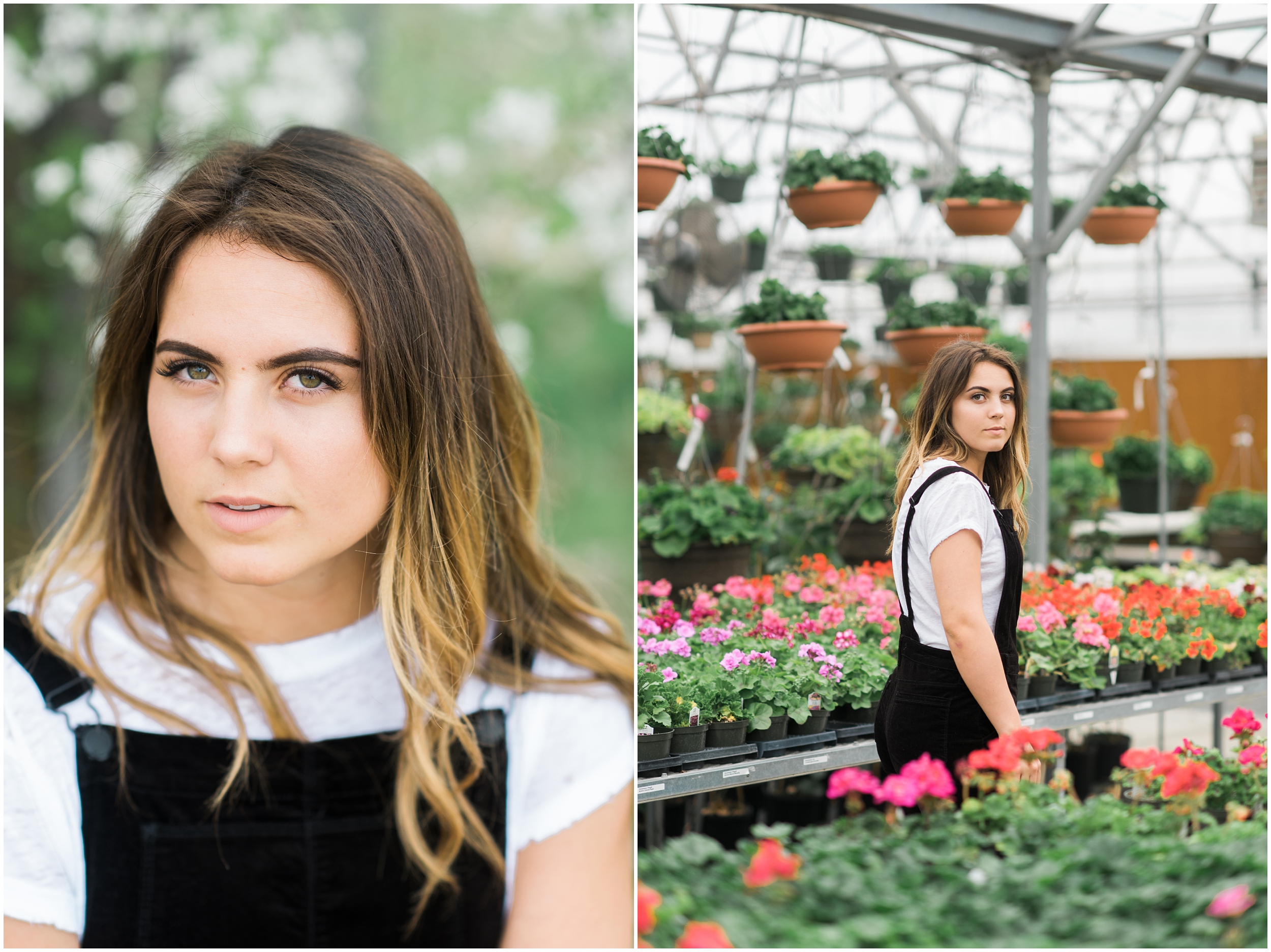 Modern senior photos, greenhouse senior photos, black and white outfit, spring blossoms senior photos, fresh senior photos, black overalls, ombre hair, family, Utah senior photos, orchard senior photos, photographers in Utah, Utah family photographer, family photos Utah, Kristina Curtis photography, Kristina Curtis Photographer, www.kristinacurtisphotography.com