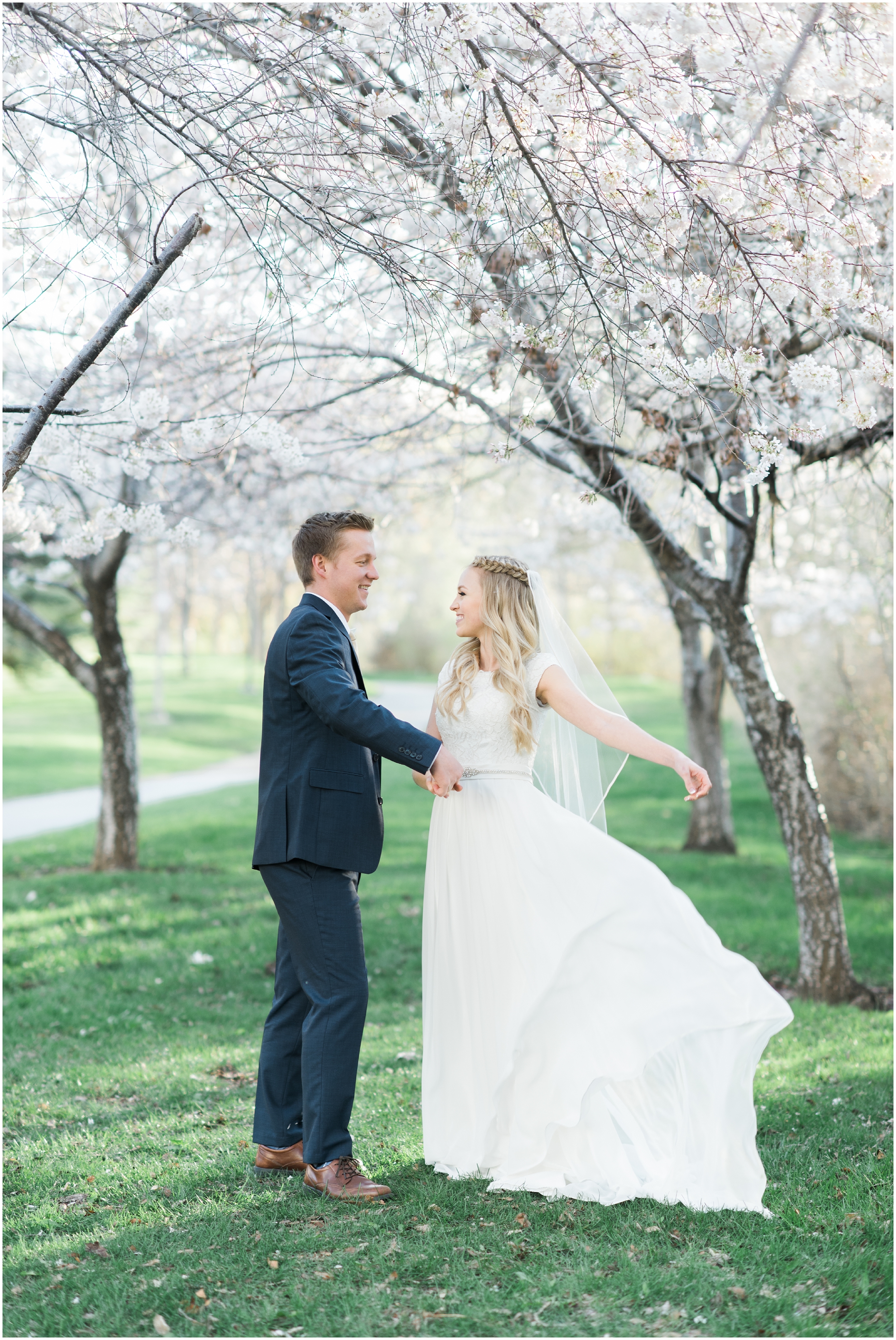 Kristina Curtis, blush flowers, spring blossoms photos, spring engagements, outdoor engagements, long veil, blush and navy wedding, spring outdoor engagements, photographers in Utah, Utah family photographer, family photos Utah, Kristina Curtis photography, Kristina Curtis Photographer, www.kristinacurtisphotography.com