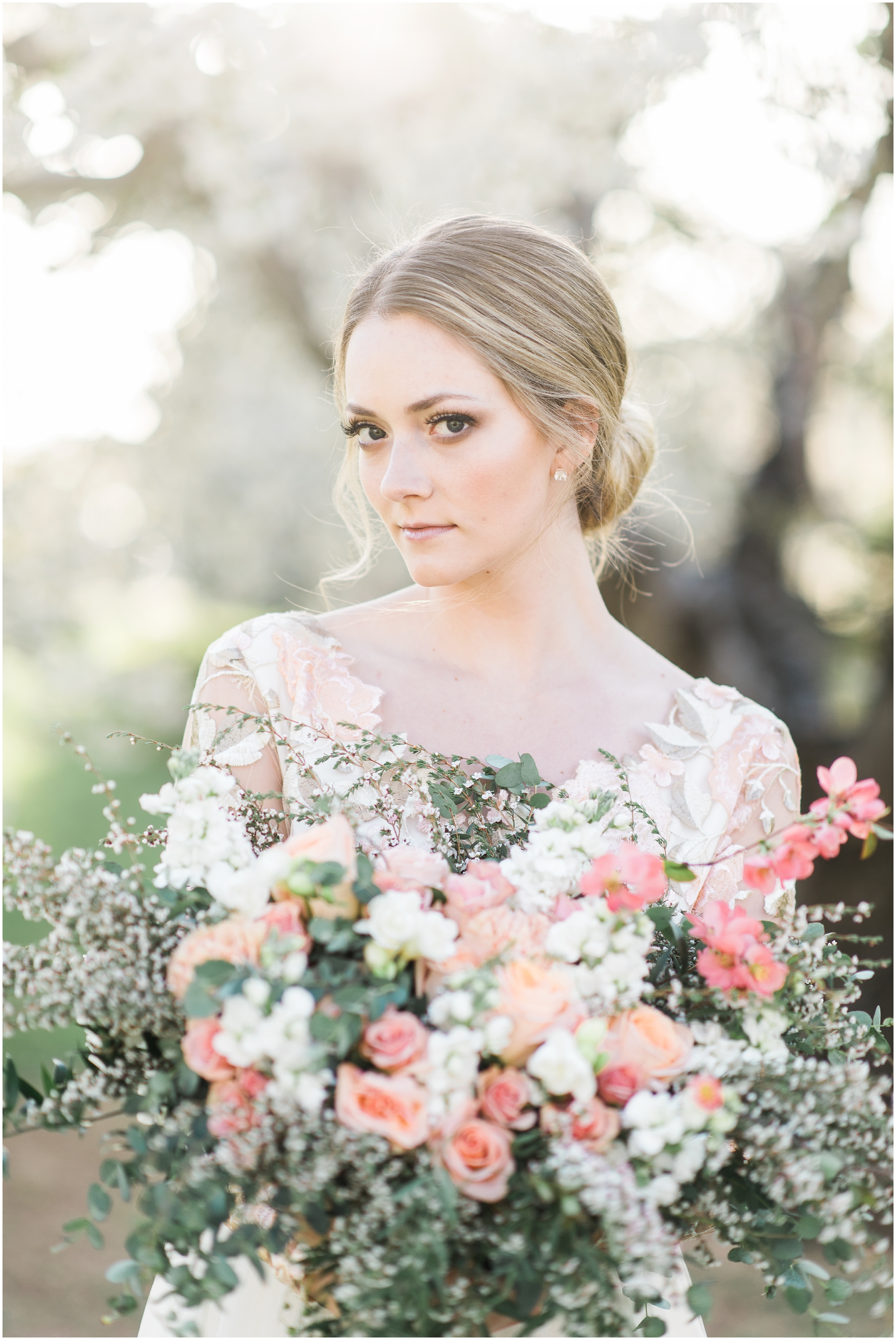 Pink floral wedding dress, pink bouquet, blush bouquet, outdoor bridals, wedding inspiration, blush wedding inspiration, Kristina Curtis, blush flowers, spring blossoms photos, spring bridals, outdoor bridals, floral wedding dress, blush wedding, spring outdoor bridals, photographers in Utah, Utah family photographer, family photos Utah, Kristina Curtis photography, Kristina Curtis Photographer, www.kristinacurtisphotography.com