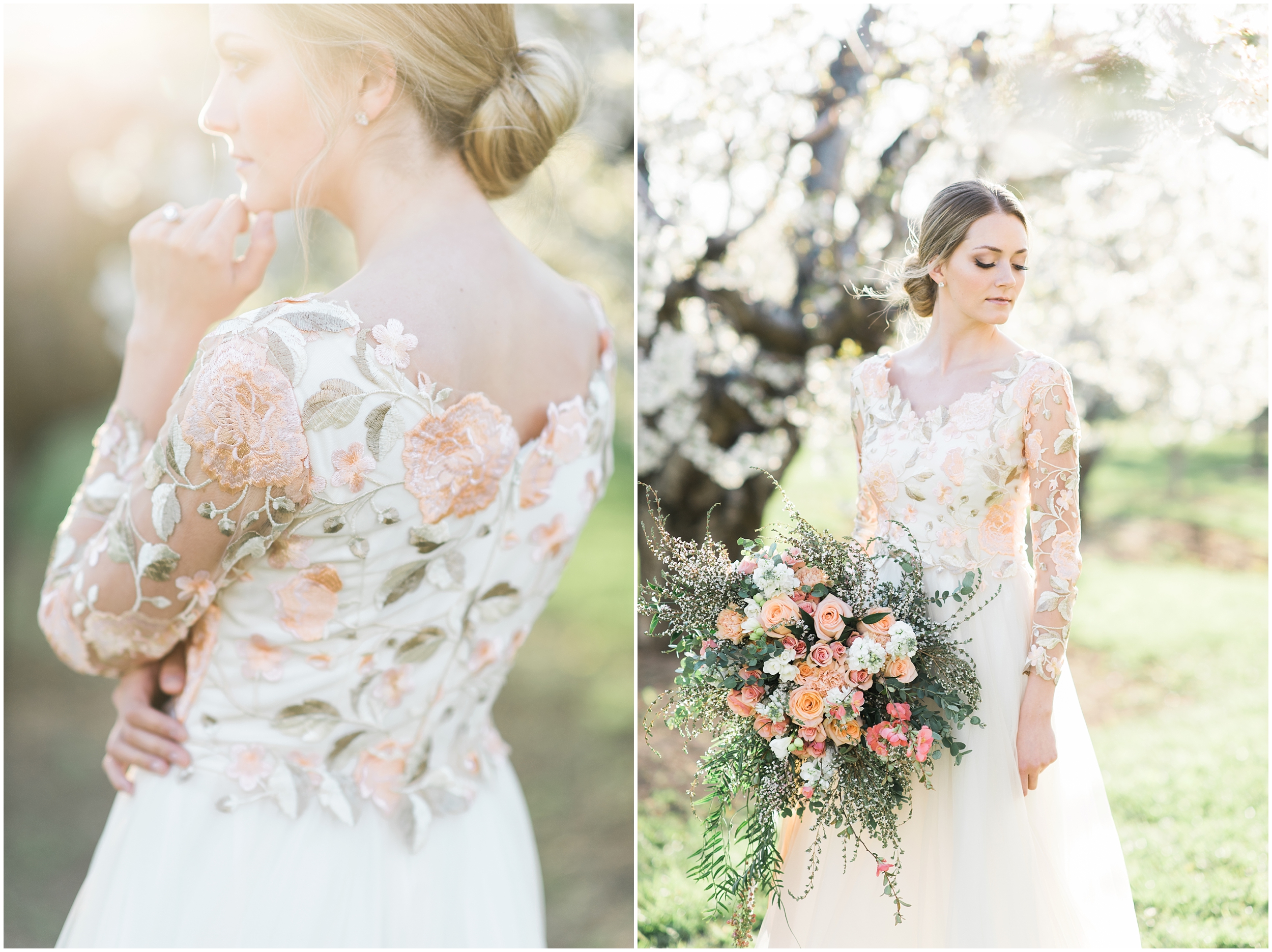 Pink floral wedding dress, pink bouquet, blush bouquet, outdoor bridals, wedding inspiration, blush wedding inspiration, Kristina Curtis, blush flowers, spring blossoms photos, spring bridals, outdoor bridals, floral wedding dress, blush wedding, spring outdoor bridals, photographers in Utah, Utah family photographer, family photos Utah, Kristina Curtis photography, Kristina Curtis Photographer, www.kristinacurtisphotography.com