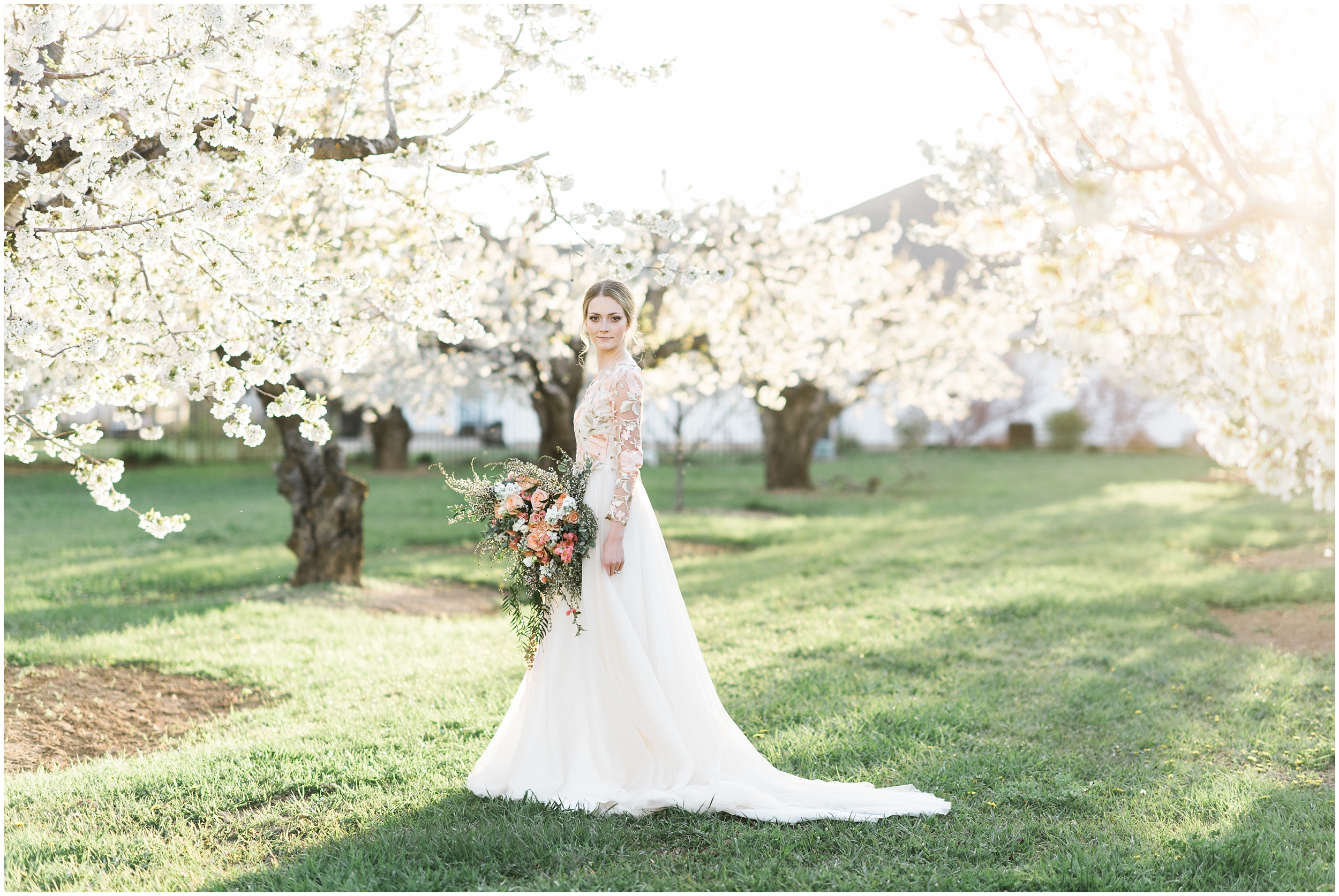 Pink floral wedding dress, pink bouquet, blush bouquet, outdoor bridals, wedding inspiration, blush wedding inspiration, Kristina Curtis, blush flowers, spring blossoms photos, spring bridals, outdoor bridals, floral wedding dress, blush wedding, spring outdoor bridals, photographers in Utah, Utah family photographer, family photos Utah, Kristina Curtis photography, Kristina Curtis Photographer, www.kristinacurtisphotography.com