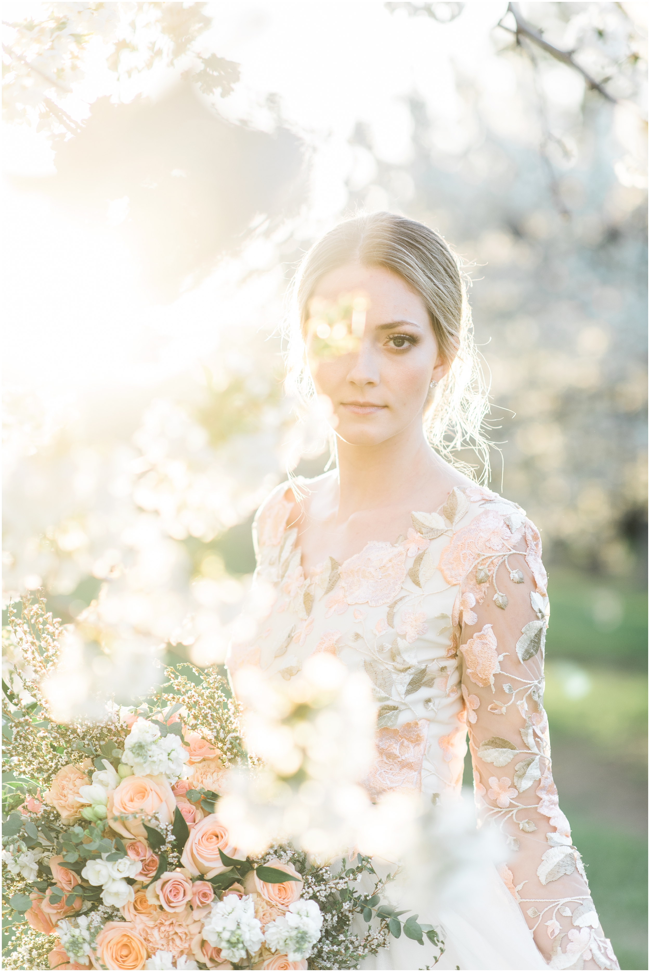 Pink floral wedding dress, pink bouquet, blush bouquet, outdoor bridals, wedding inspiration, blush wedding inspiration, Kristina Curtis, blush flowers, spring blossoms photos, spring bridals, outdoor bridals, floral wedding dress, blush wedding, spring outdoor bridals, photographers in Utah, Utah family photographer, family photos Utah, Kristina Curtis photography, Kristina Curtis Photographer, www.kristinacurtisphotography.com