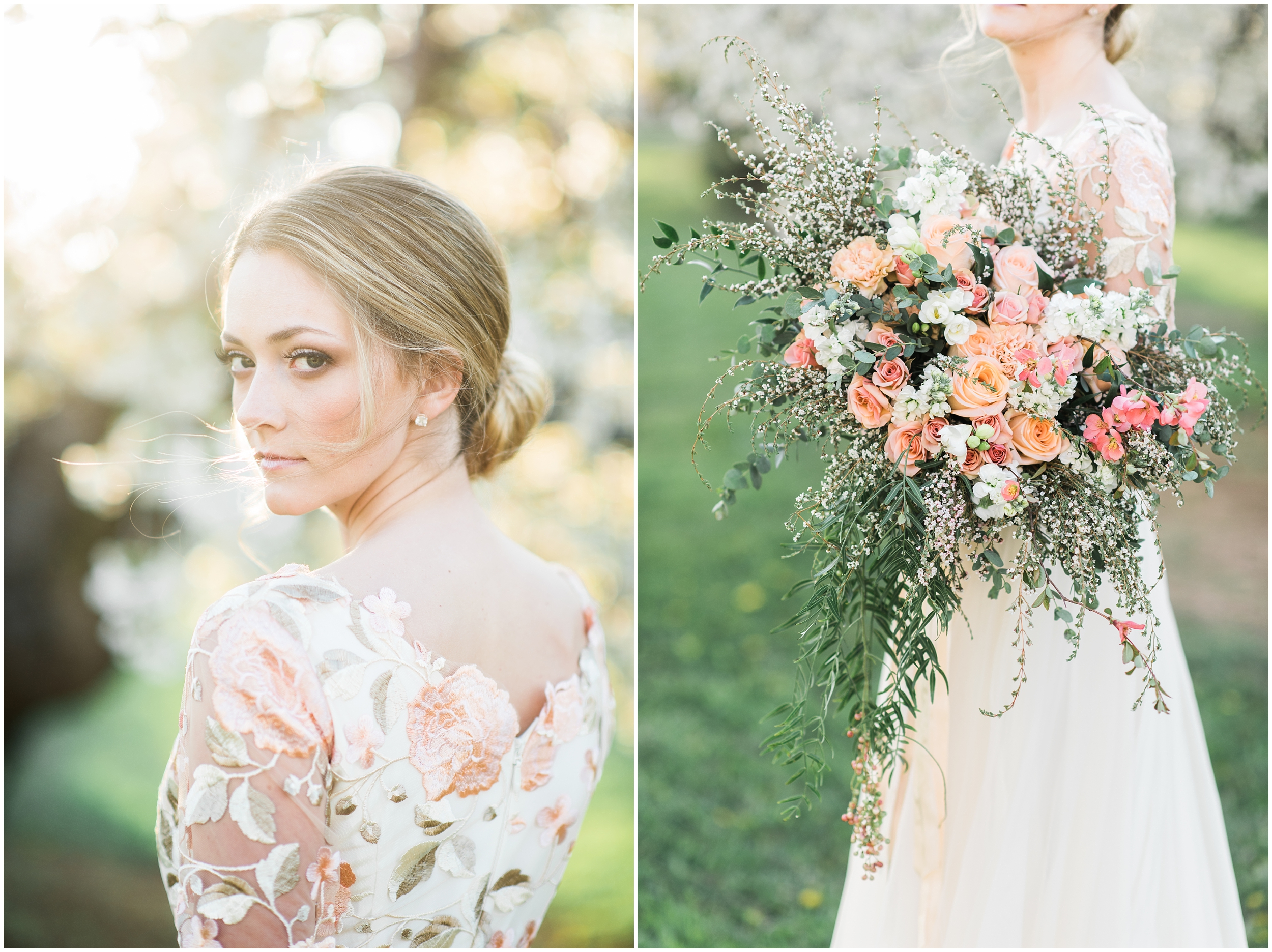 Pink floral wedding dress, pink bouquet, blush bouquet, outdoor bridals, wedding inspiration, blush wedding inspiration, Kristina Curtis, blush flowers, spring blossoms photos, spring bridals, outdoor bridals, floral wedding dress, blush wedding, spring outdoor bridals, photographers in Utah, Utah family photographer, family photos Utah, Kristina Curtis photography, Kristina Curtis Photographer, www.kristinacurtisphotography.com