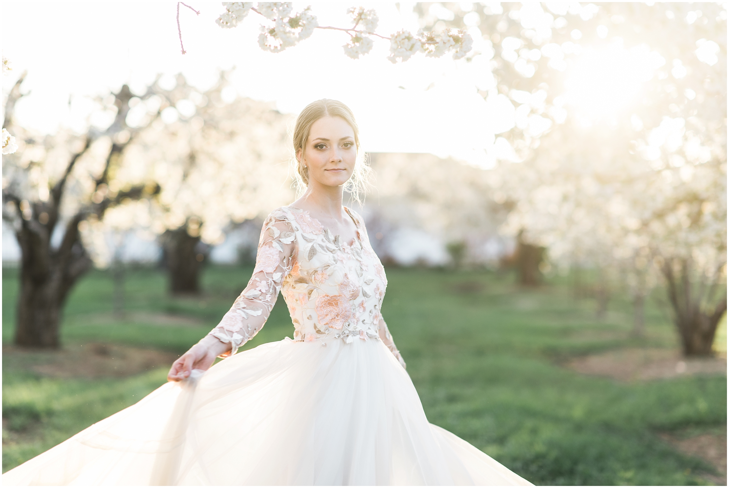 Pink floral wedding dress, pink bouquet, blush bouquet, outdoor bridals, wedding inspiration, blush wedding inspiration, Kristina Curtis, blush flowers, spring blossoms photos, spring bridals, outdoor bridals, floral wedding dress, blush wedding, spring outdoor bridals, photographers in Utah, Utah family photographer, family photos Utah, Kristina Curtis photography, Kristina Curtis Photographer, www.kristinacurtisphotography.com