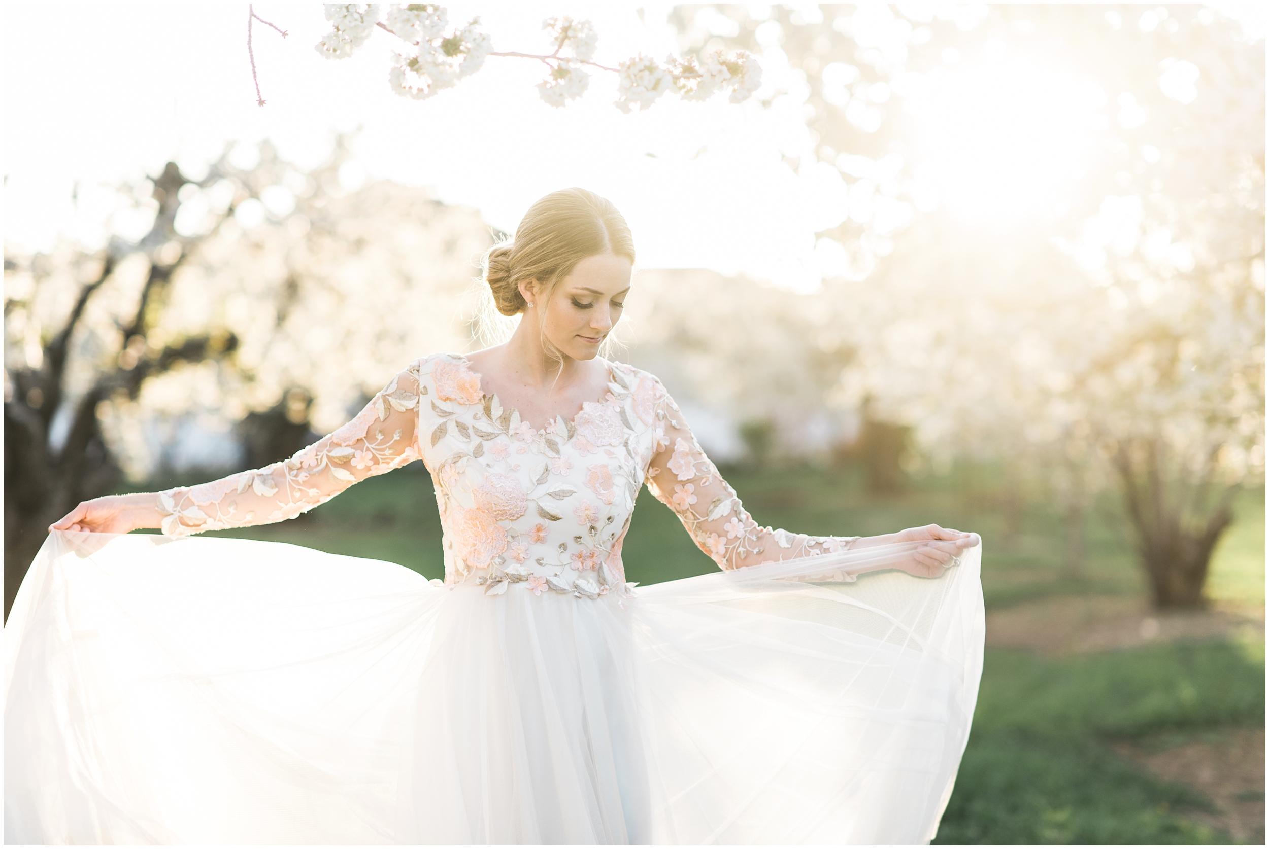 Pink floral wedding dress, pink bouquet, blush bouquet, outdoor bridals, wedding inspiration, blush wedding inspiration, Kristina Curtis, blush flowers, spring blossoms photos, spring bridals, outdoor bridals, floral wedding dress, blush wedding, spring outdoor bridals, photographers in Utah, Utah family photographer, family photos Utah, Kristina Curtis photography, Kristina Curtis Photographer, www.kristinacurtisphotography.com