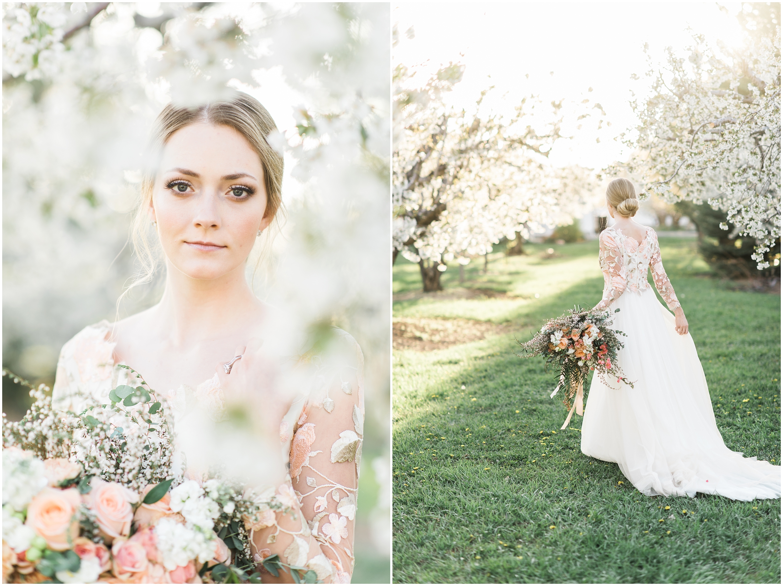 Pink floral wedding dress, pink bouquet, blush bouquet, outdoor bridals, wedding inspiration, blush wedding inspiration, Kristina Curtis, blush flowers, spring blossoms photos, spring bridals, outdoor bridals, floral wedding dress, blush wedding, spring outdoor bridals, photographers in Utah, Utah family photographer, family photos Utah, Kristina Curtis photography, Kristina Curtis Photographer, www.kristinacurtisphotography.com