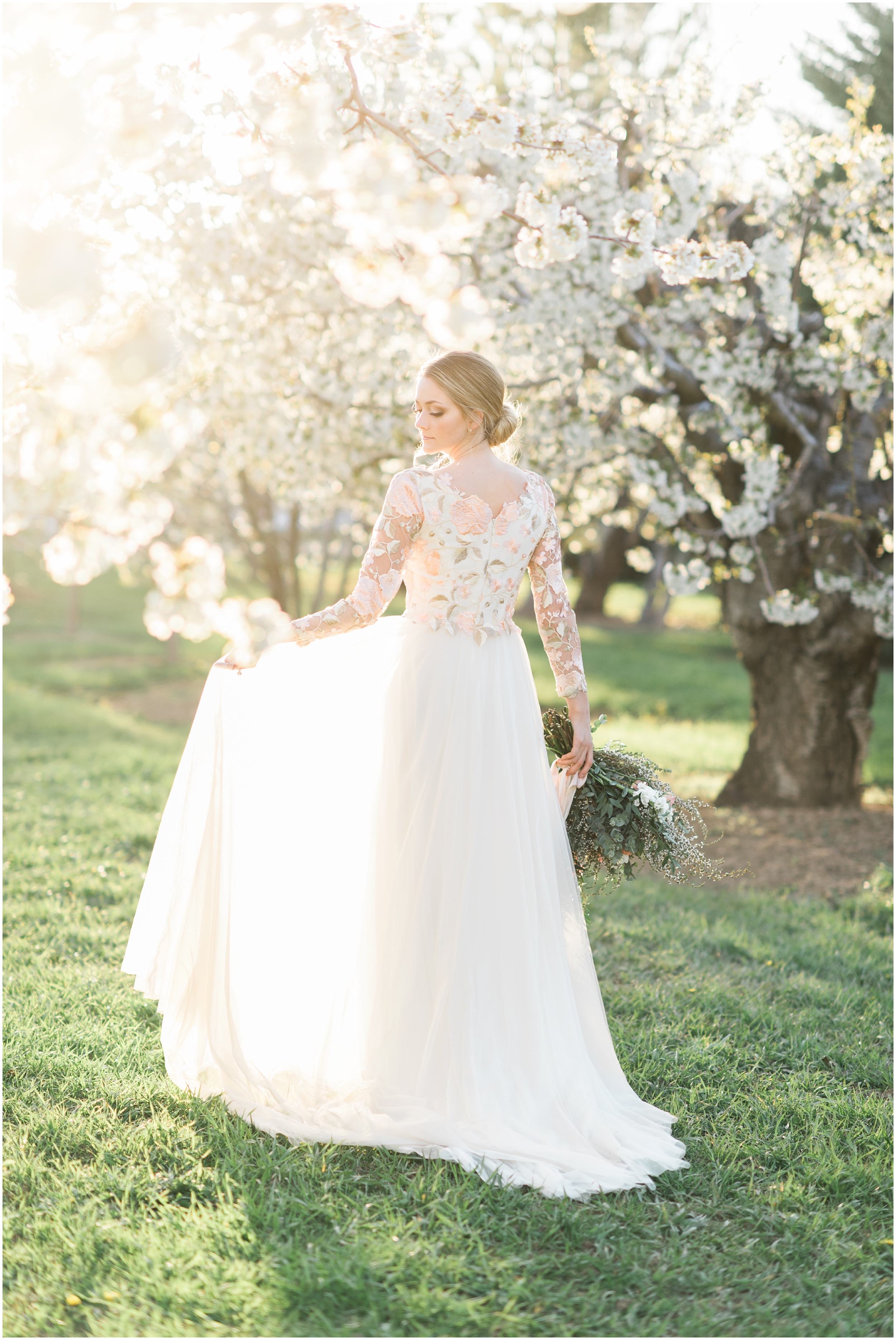 Pink floral wedding dress, pink bouquet, blush bouquet, outdoor bridals, wedding inspiration, blush wedding inspiration, Kristina Curtis, blush flowers, spring blossoms photos, spring bridals, outdoor bridals, floral wedding dress, blush wedding, spring outdoor bridals, photographers in Utah, Utah family photographer, family photos Utah, Kristina Curtis photography, Kristina Curtis Photographer, www.kristinacurtisphotography.com