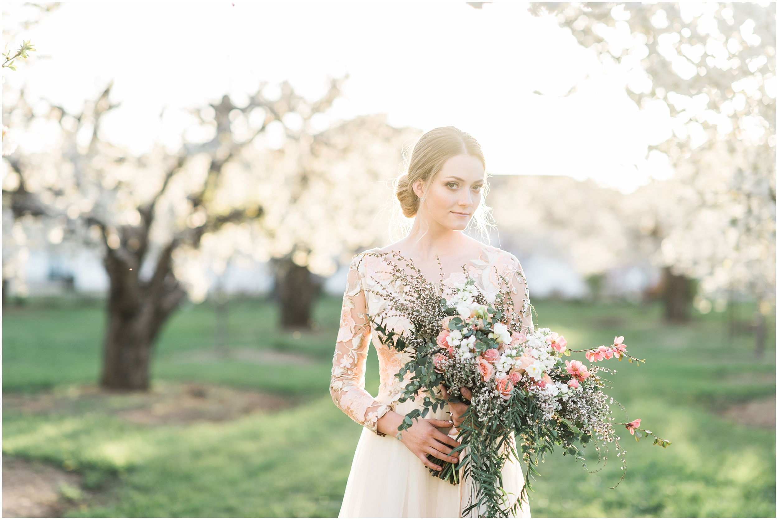 Pink floral wedding dress, pink bouquet, blush bouquet, outdoor bridals, wedding inspiration, blush wedding inspiration, Kristina Curtis, blush flowers, spring blossoms photos, spring bridals, outdoor bridals, floral wedding dress, blush wedding, spring outdoor bridals, photographers in Utah, Utah family photographer, family photos Utah, Kristina Curtis photography, Kristina Curtis Photographer, www.kristinacurtisphotography.com