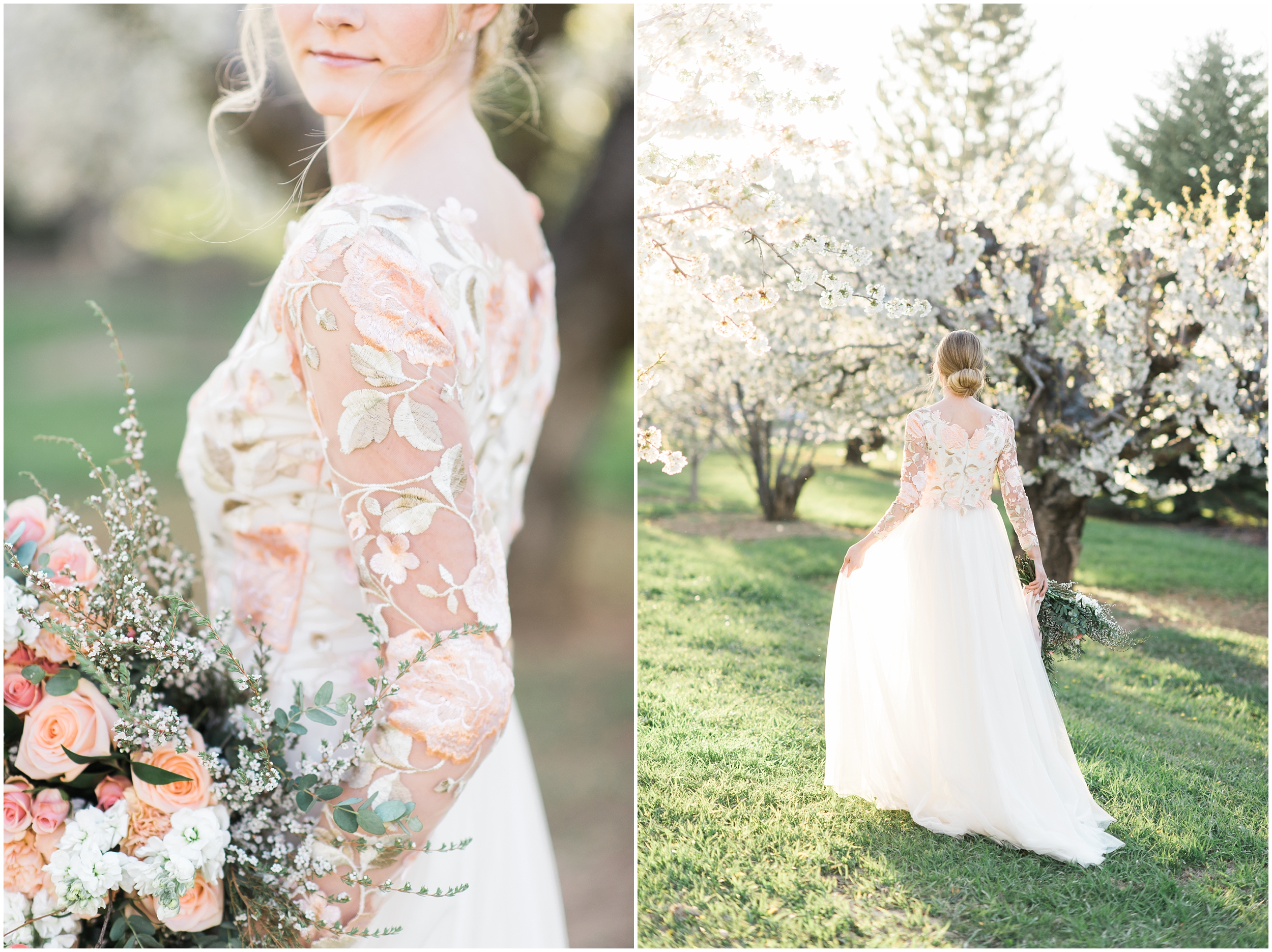 Pink floral wedding dress, pink bouquet, blush bouquet, outdoor bridals, wedding inspiration, blush wedding inspiration, Kristina Curtis, blush flowers, spring blossoms photos, spring bridals, outdoor bridals, floral wedding dress, blush wedding, spring outdoor bridals, photographers in Utah, Utah family photographer, family photos Utah, Kristina Curtis photography, Kristina Curtis Photographer, www.kristinacurtisphotography.com