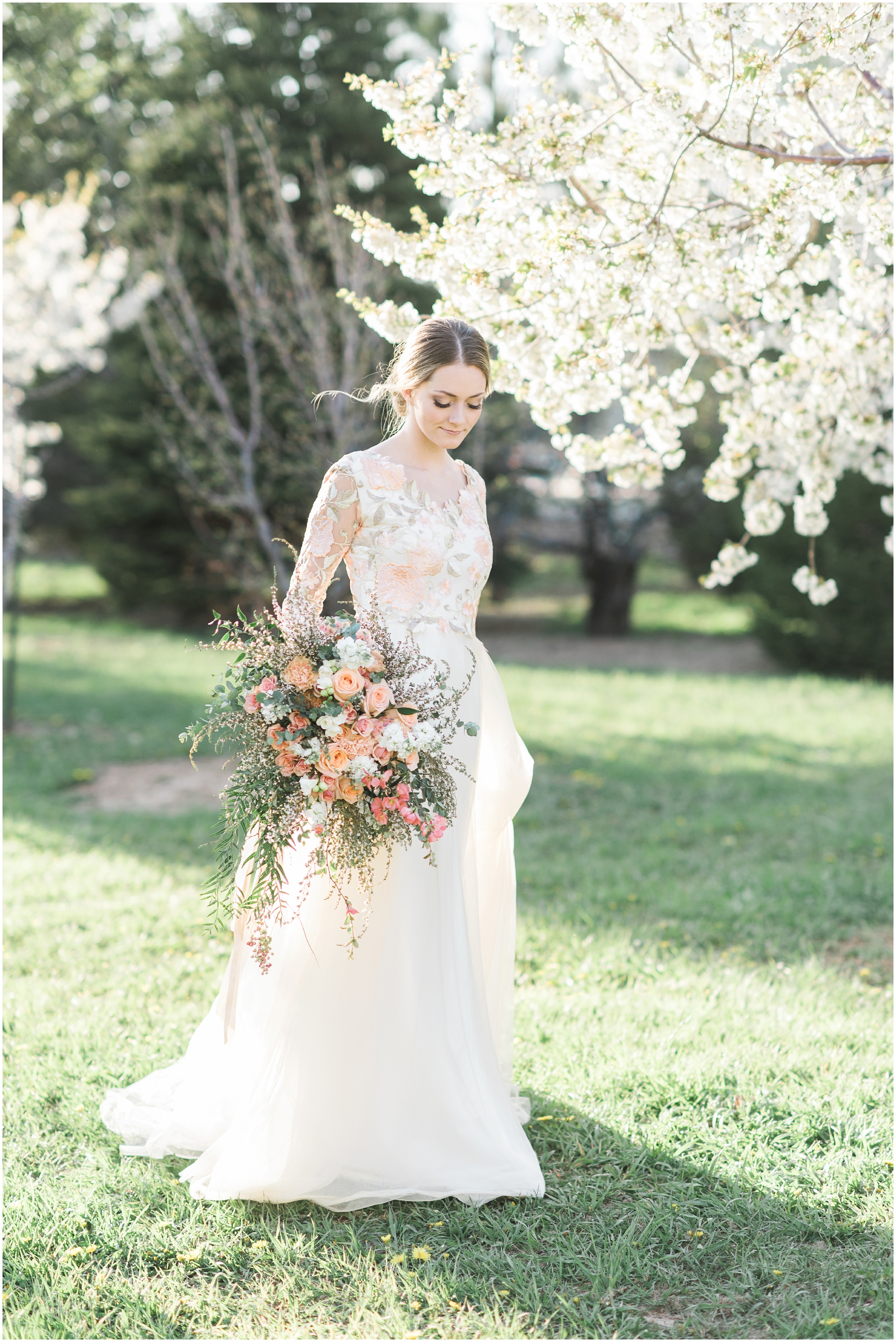 Pink floral wedding dress, pink bouquet, blush bouquet, outdoor bridals, wedding inspiration, blush wedding inspiration, Kristina Curtis, blush flowers, spring blossoms photos, spring bridals, outdoor bridals, floral wedding dress, blush wedding, spring outdoor bridals, photographers in Utah, Utah family photographer, family photos Utah, Kristina Curtis photography, Kristina Curtis Photographer, www.kristinacurtisphotography.com